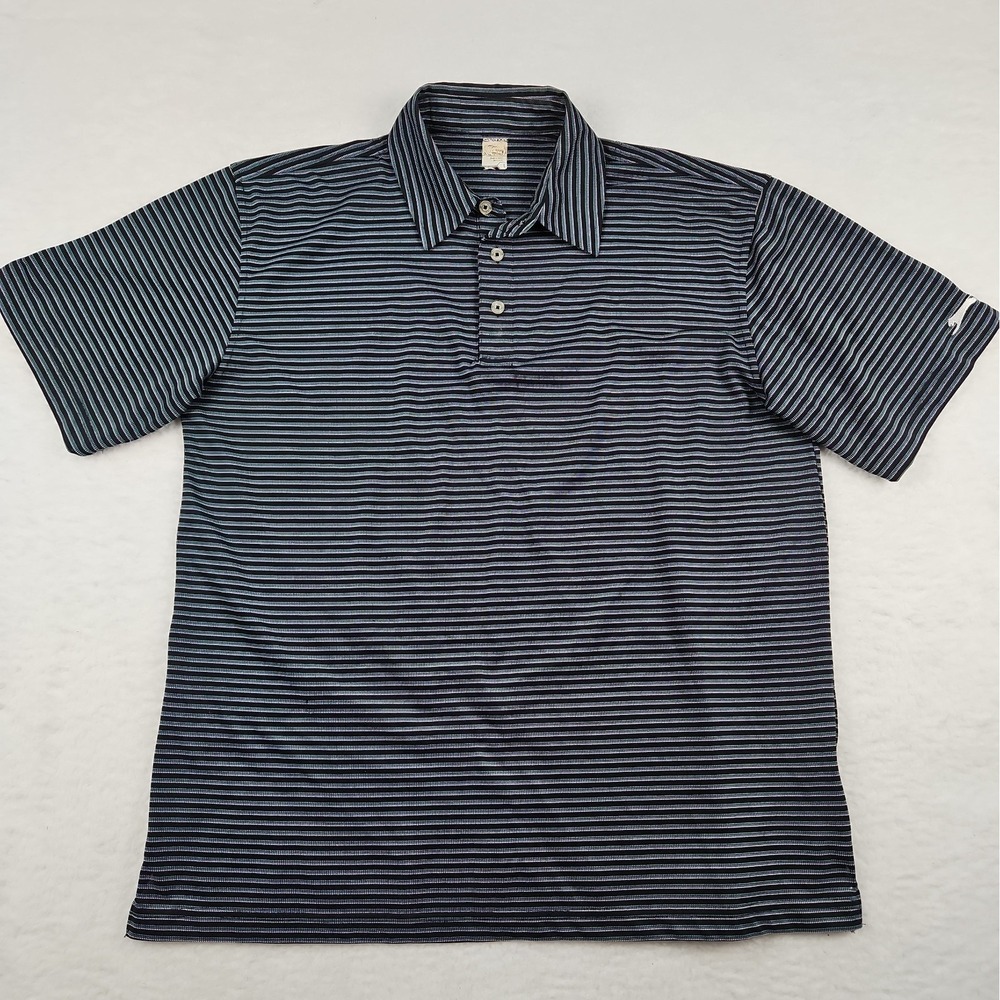 Slazenger Mens Sz L Golf Polo Black/White/Green Striped Shirt Activeware